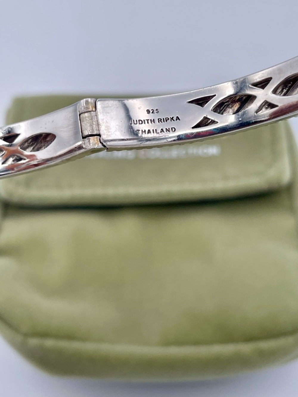 Judith Ripka Sterling Silver 925 Hinged Bangle Twisted Cable Oval Bracelet 34.1g - Picture 5 of 12